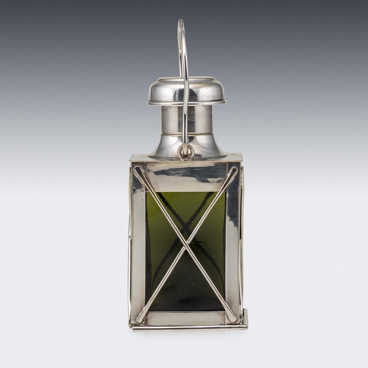 British Antique 20th Century Novelty Silver Plated Lantern Decanter By Marples & Co