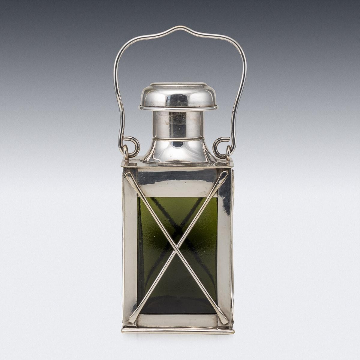 Antique 20th Century Novelty Silver Plated Lantern Decanter By Marples & Co In Good Condition In Royal Tunbridge Wells, Kent
