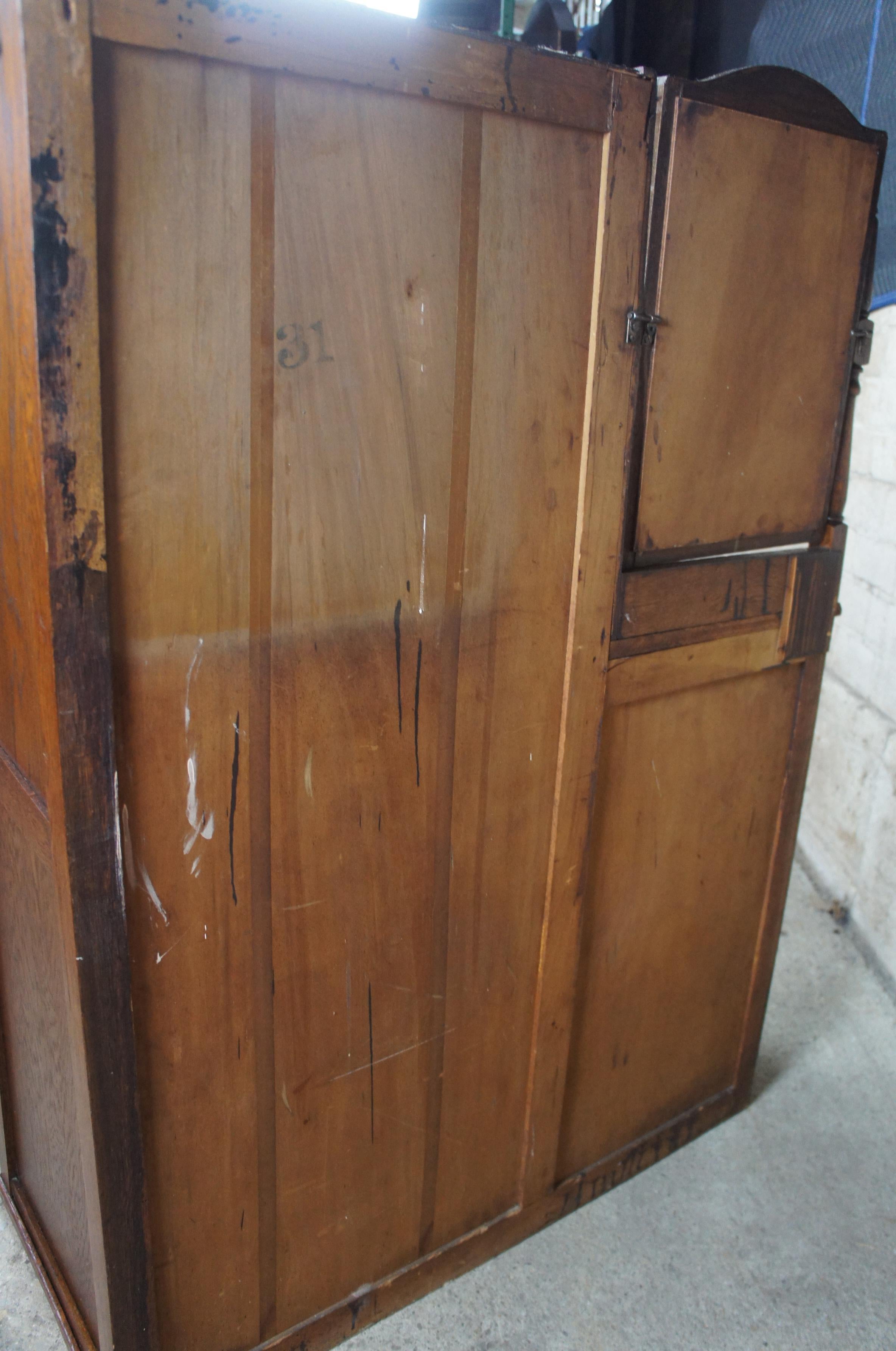 Antique 20th Century Oak Chifforobe Wardrobe Vanity Dresser Hanging Closet 2