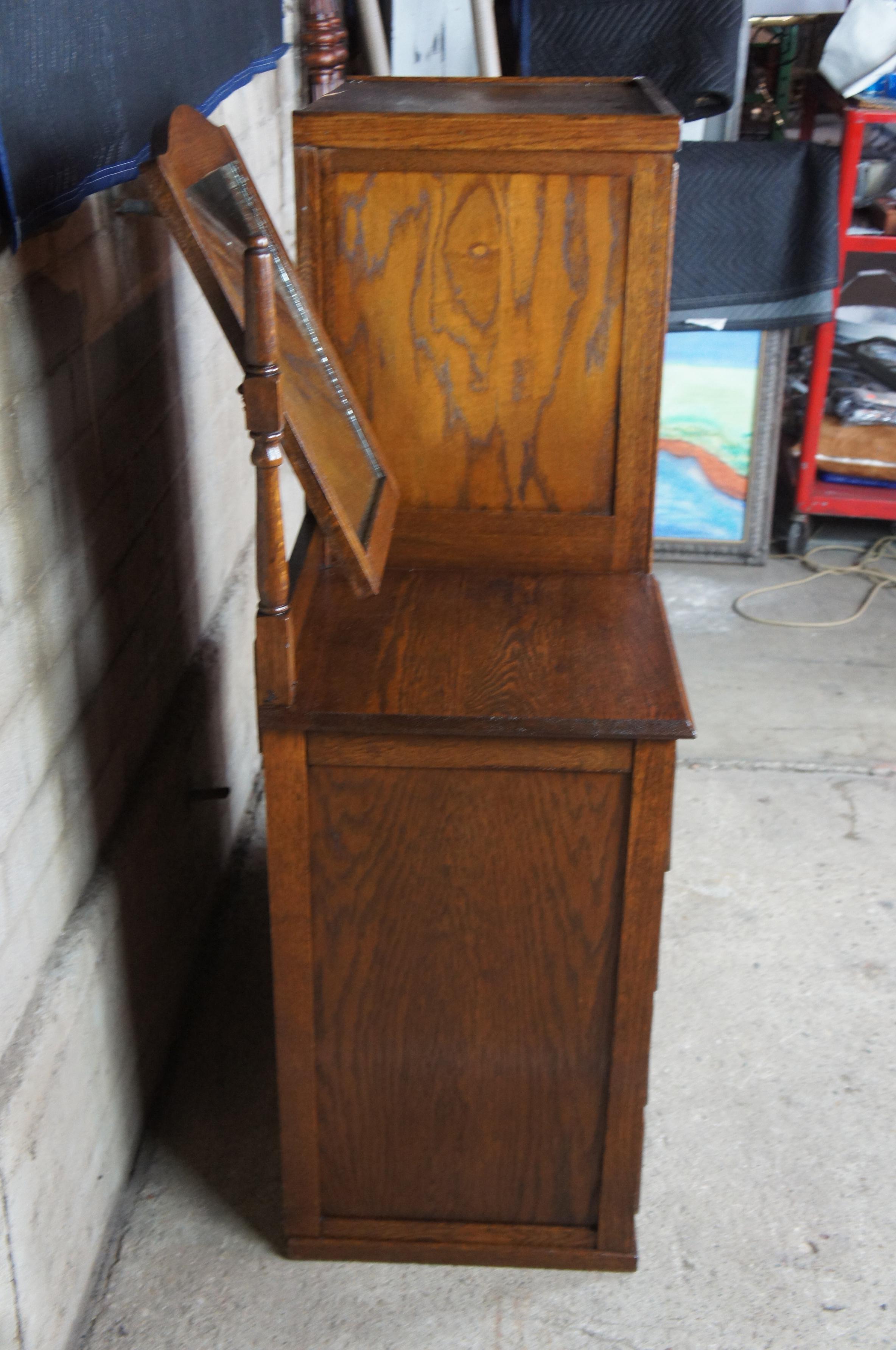 Rustic Antique 20th Century Oak Chifforobe Wardrobe Vanity Dresser Hanging Closet