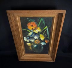 Antique 20th Century Oil on Canvas Floral Still Life Painting - 2Y429