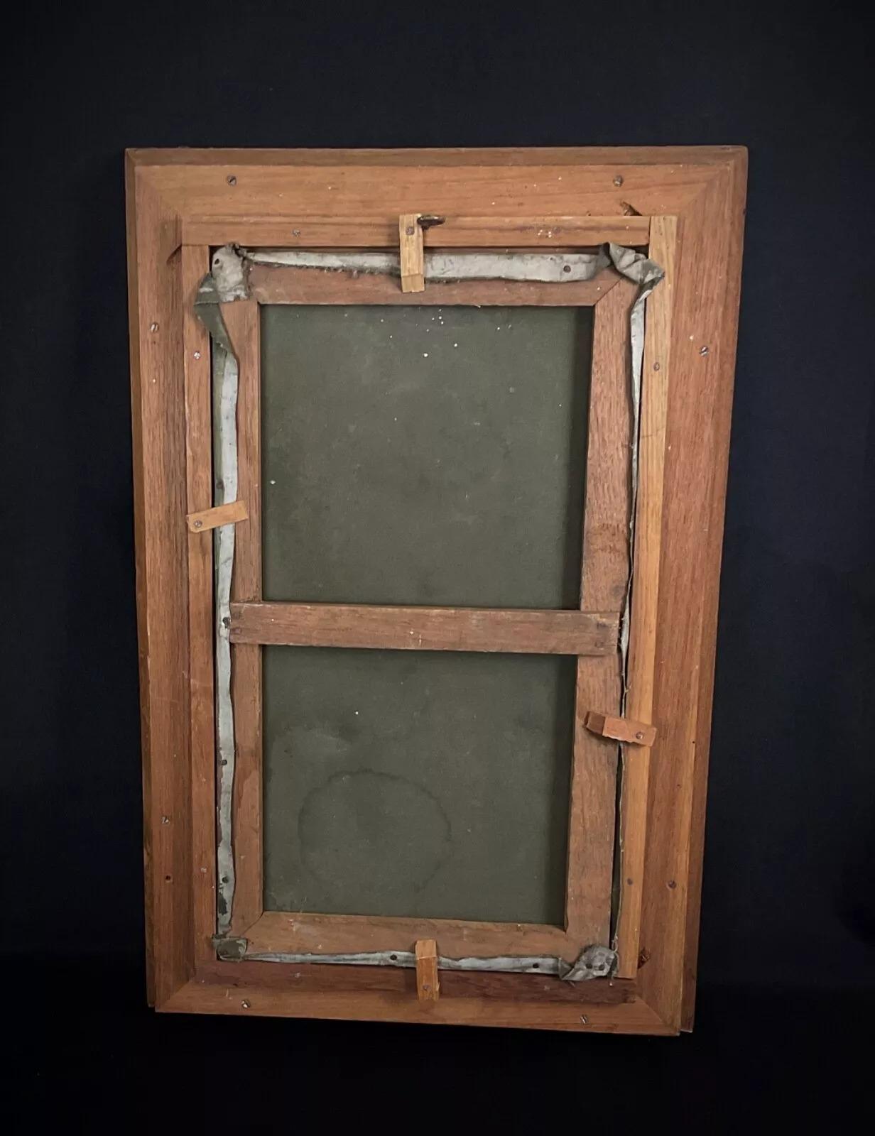Wood Antique 20th Century Oil on Canvas Floral Still Life Painting - 2Y429 For Sale