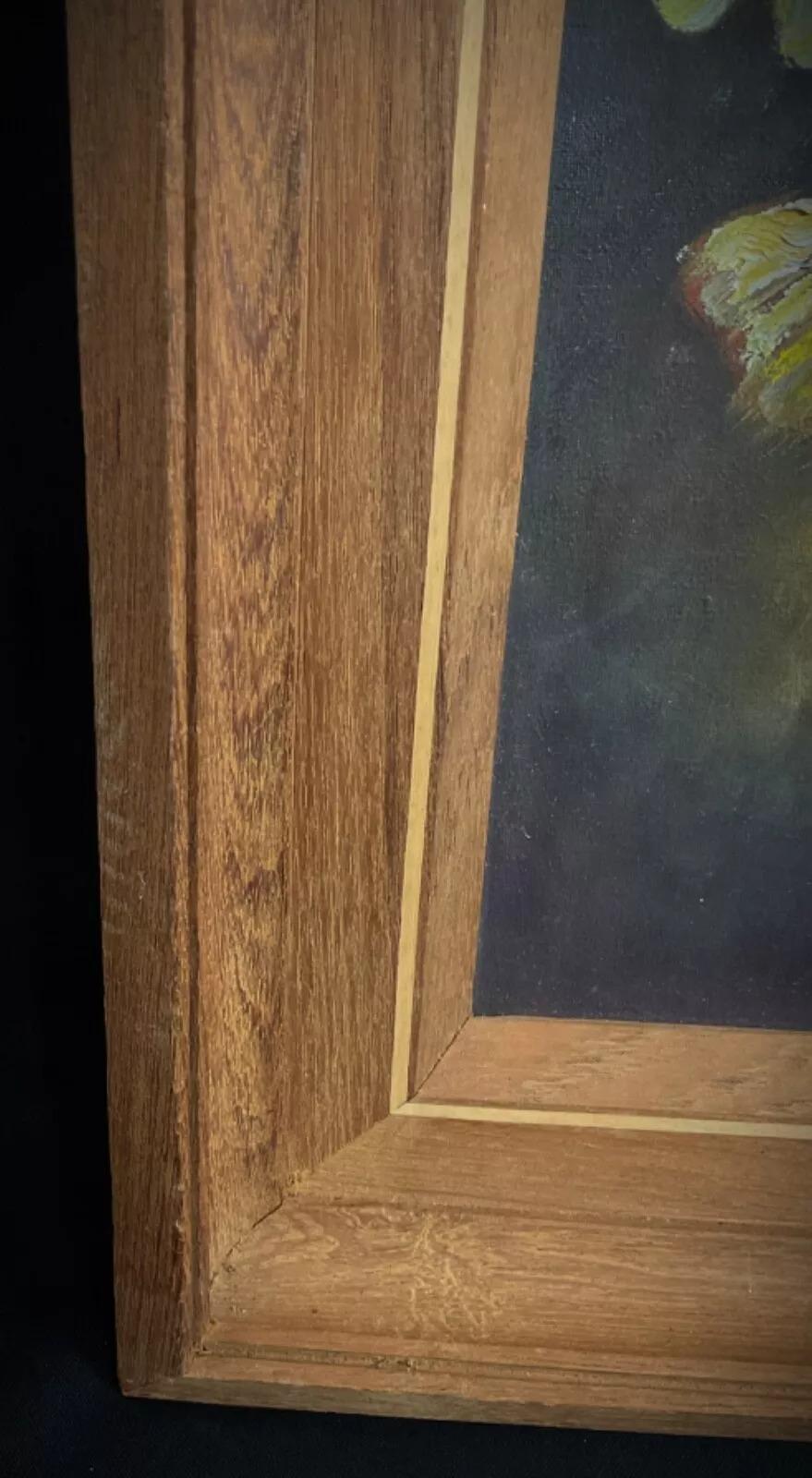 Antique 20th Century Oil on Canvas Floral Still Life Painting - 2Y429 For Sale 3