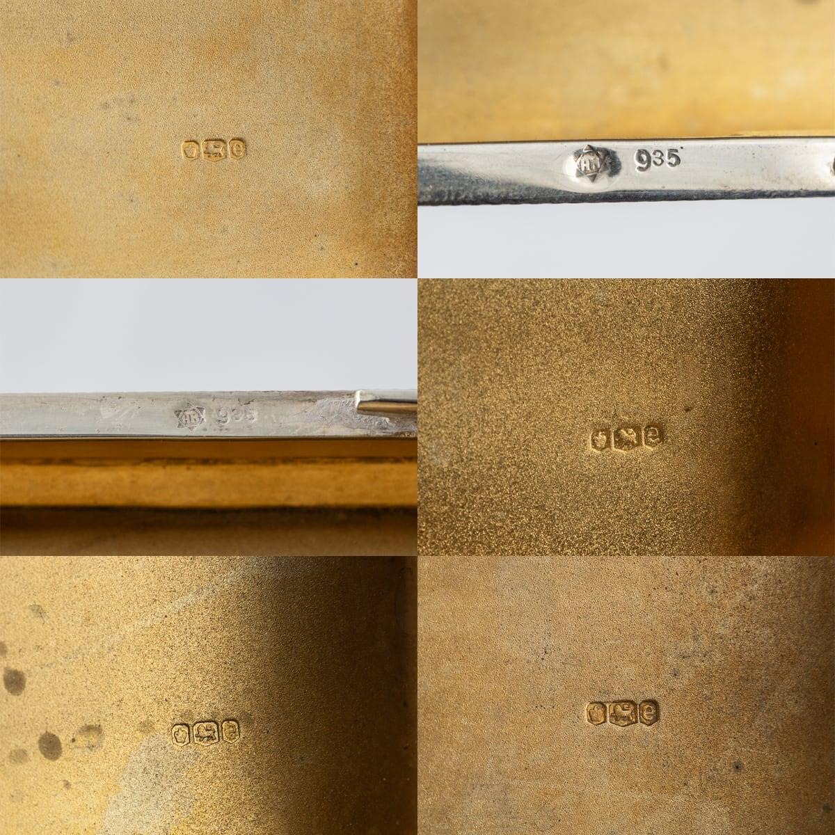 Antikes Paar deutsche Exportschachteln aus massivem Silber und vergoldetem Silber des 20. Jahrhunderts, um 1922 im Angebot 8