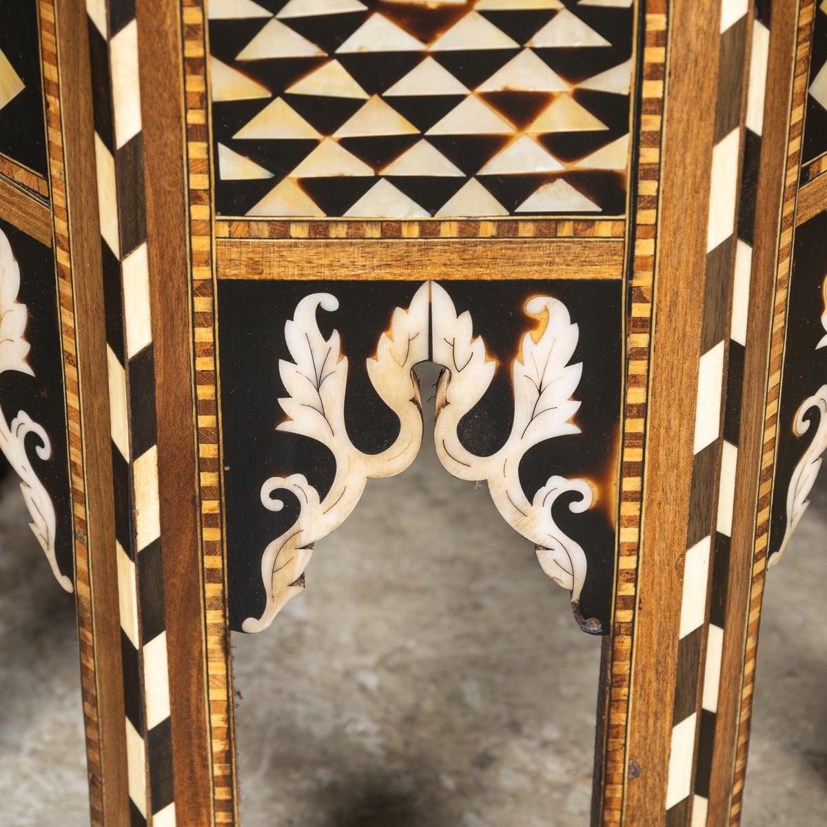 Antique 20th Century Pair Of Octagonal Inlaid Levantine Tables c.1920 8