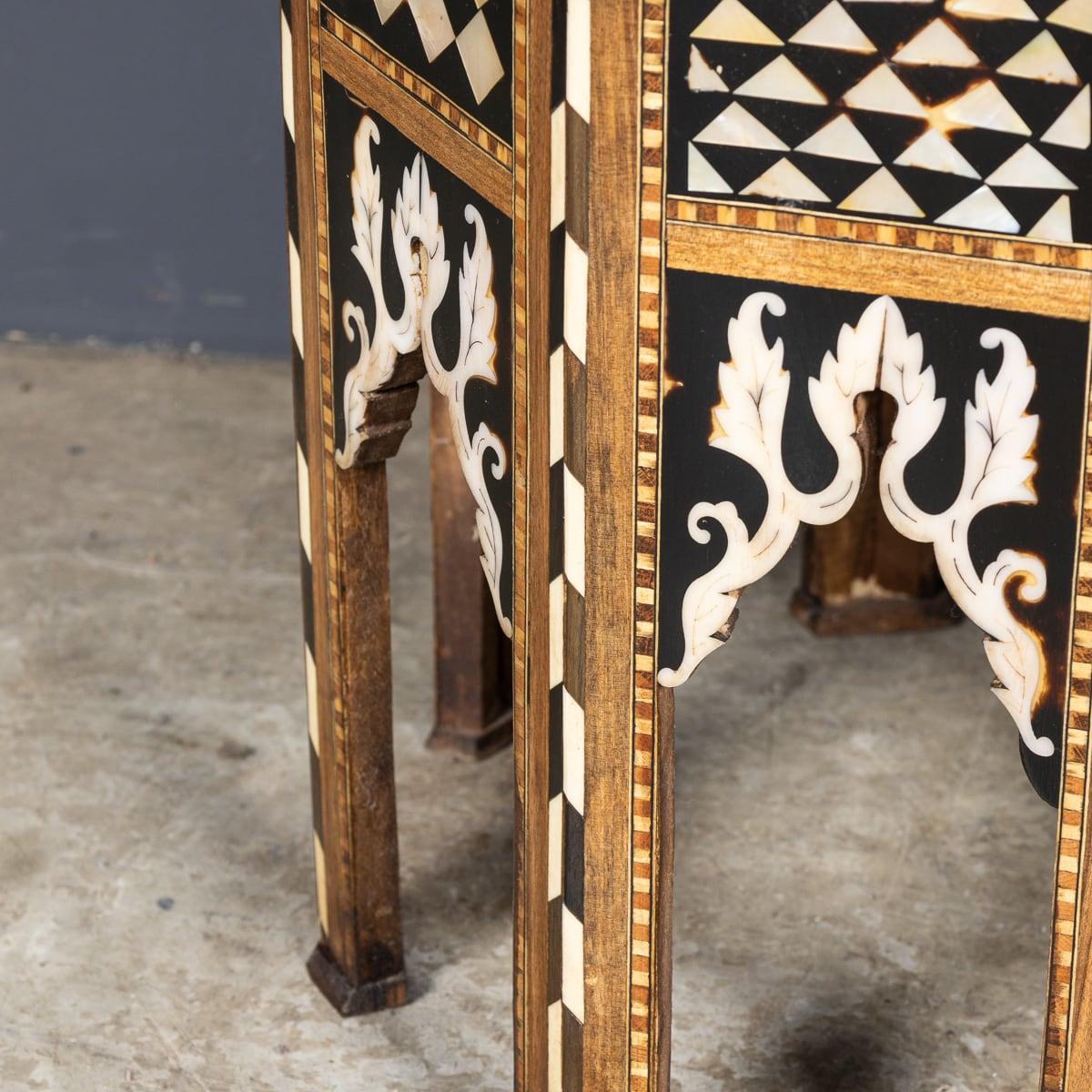 Antique 20th Century Pair Of Octagonal Inlaid Levantine Tables c.1920 9