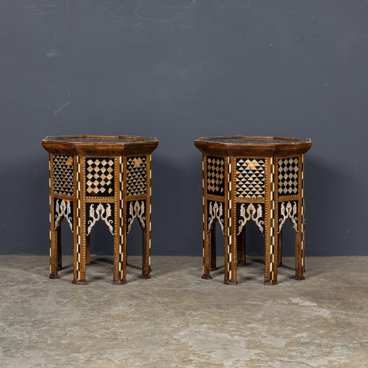 Other Antique 20th Century Pair Of Octagonal Inlaid Levantine Tables c.1920