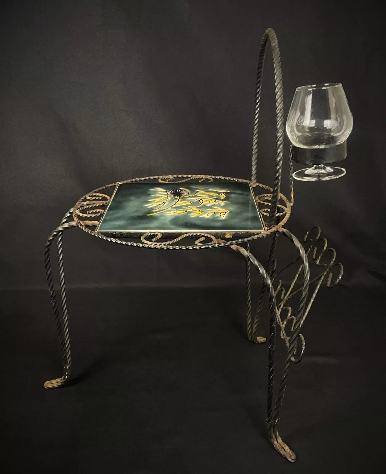 Antique 20th Century Pretty Guéridon Table with Vallauris Tile Floral - 2Y532 For Sale 5