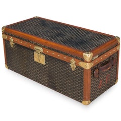 Antique 20th Century Rare Goyard Chevron Canvas Shoe Trunk, circa 1900
