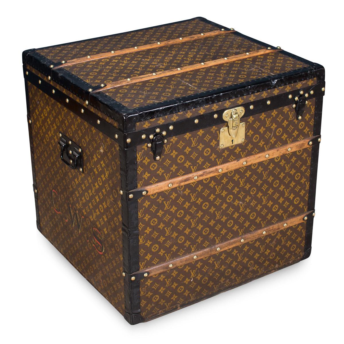 A superb example of an early 20th century Louis Vuitton hat trunk in the world famous monogrammed LV canvas. Complete with all its interior trays, this unusually sized trunk is in exceptionally good condition and harks back to times of passenger