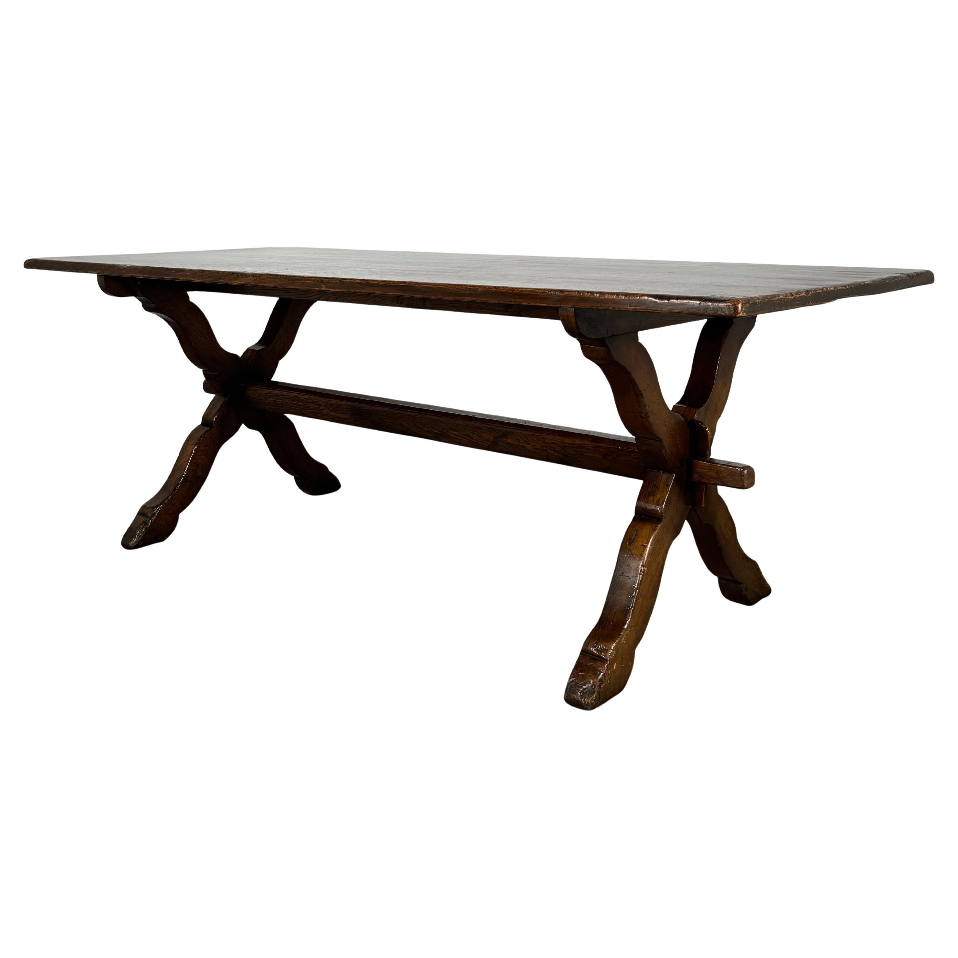 Antique 20th Century Refractory Style Dining Table In Solid Oak ( REF AF-3381 )