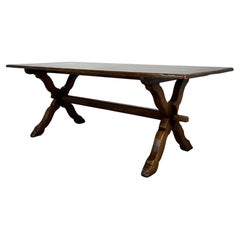 Antique 20th Century Refractory Style Dining Table In Solid Oak ( REF AF-3381 )