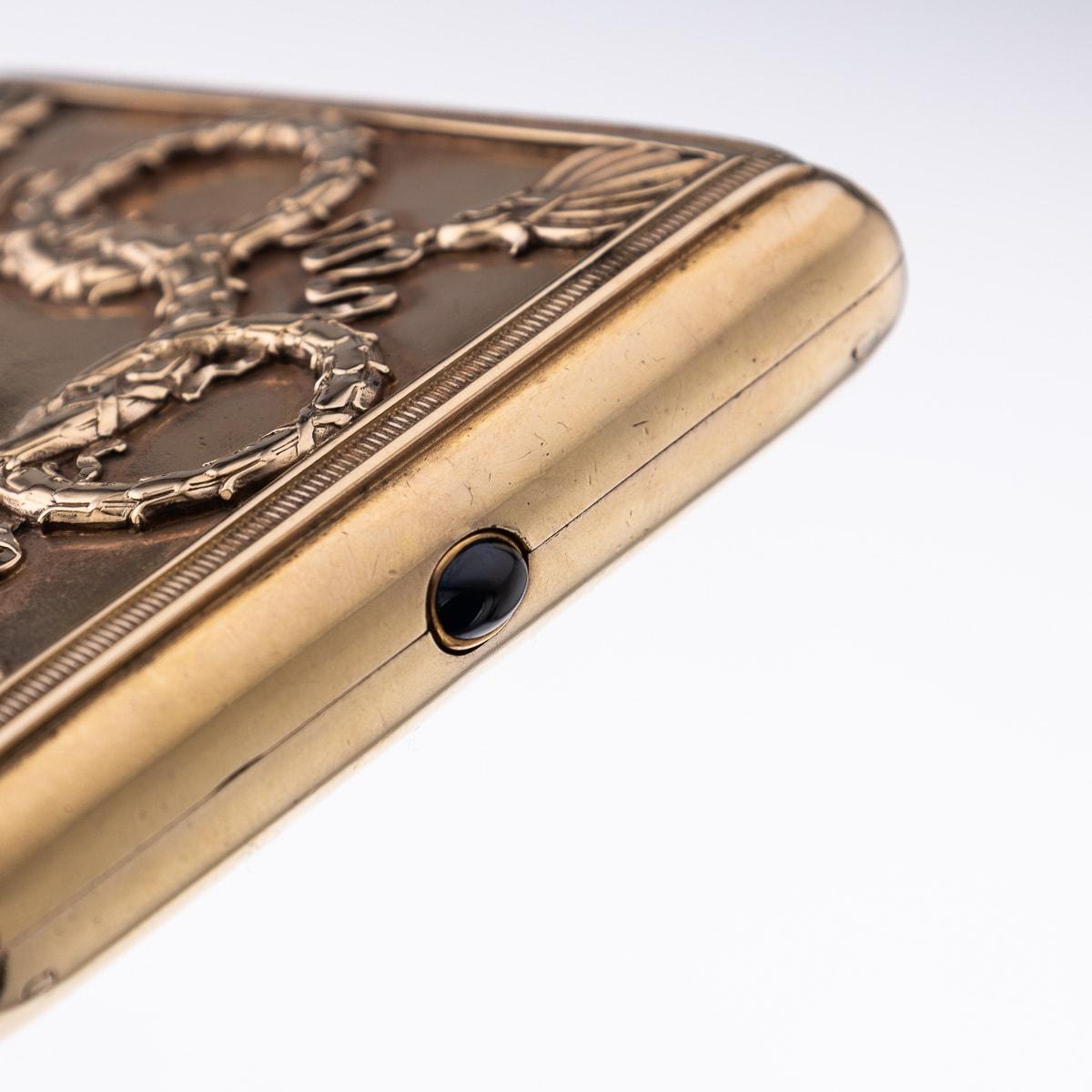 Antique 20th Century Russian Faberge Silver Gilt & Gem Set Cigarette Case c.1900 6