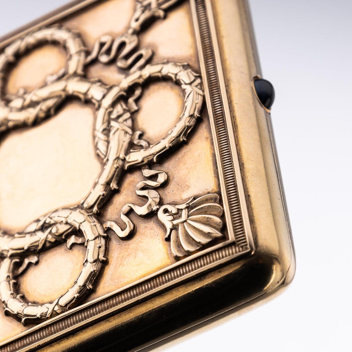 Antique 20th Century Russian Faberge Silver Gilt & Gem Set Cigarette Case c.1900 8