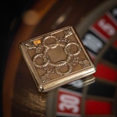 Ancien étui à cigarettes russe du 20e siècle en argent A.I.C. Silver et serti de pierres précieuses C.C.