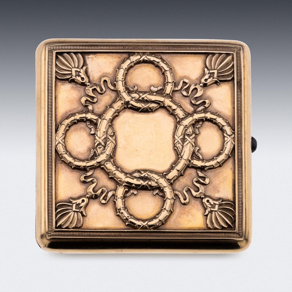 Other Antique 20th Century Russian Faberge Silver Gilt & Gem Set Cigarette Case c.1900