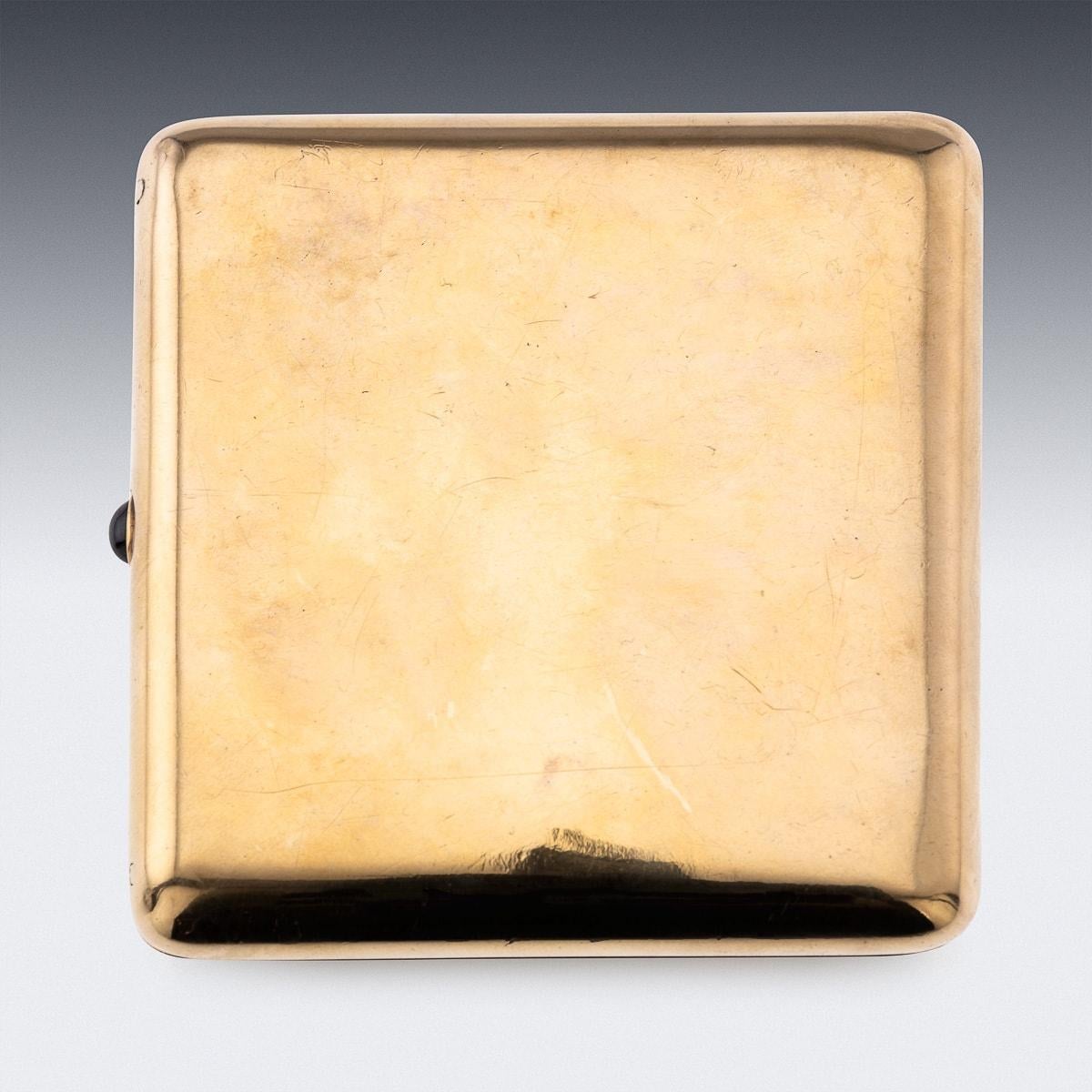 Antique 20th Century Russian Faberge Silver Gilt & Gem Set Cigarette Case c.1900 In Good Condition In Royal Tunbridge Wells, Kent