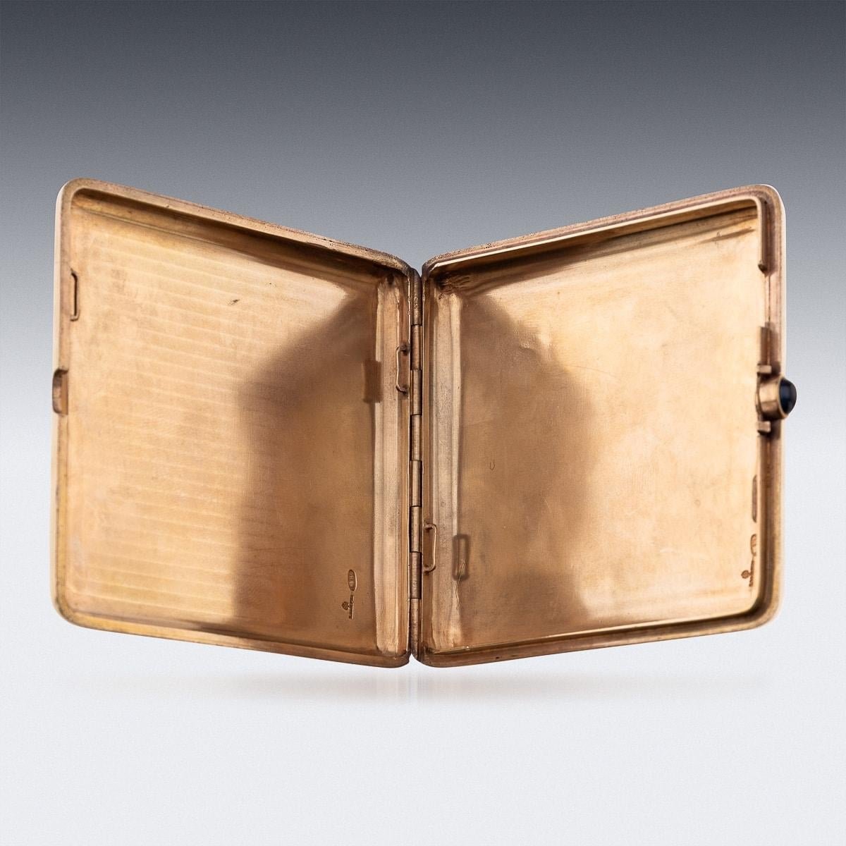 Antique 20th Century Russian Faberge Silver Gilt & Gem Set Cigarette Case c.1900 1