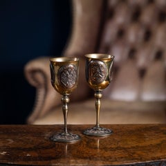 Antigua Pareja De Copas Conmemorativas De La Primera Guerra Mundial Imperial Rusa Del Siglo XX