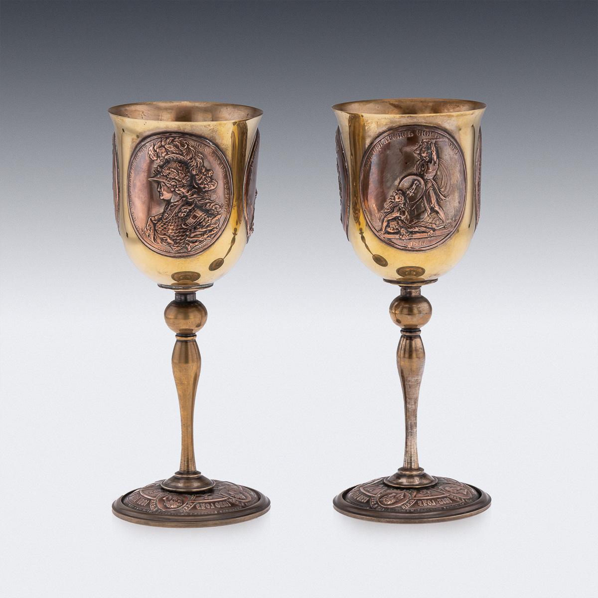 Antique 20th Century Russian Imperial World War I Pair Of Commemorative Goblets In Good Condition For Sale In Royal Tunbridge Wells, Kent
