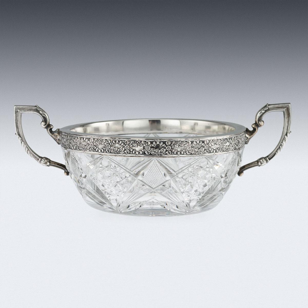 Antique 20th Century Russian Silver-Mounted Cut Glass Bowl, 15 Artel, circa 1910 1