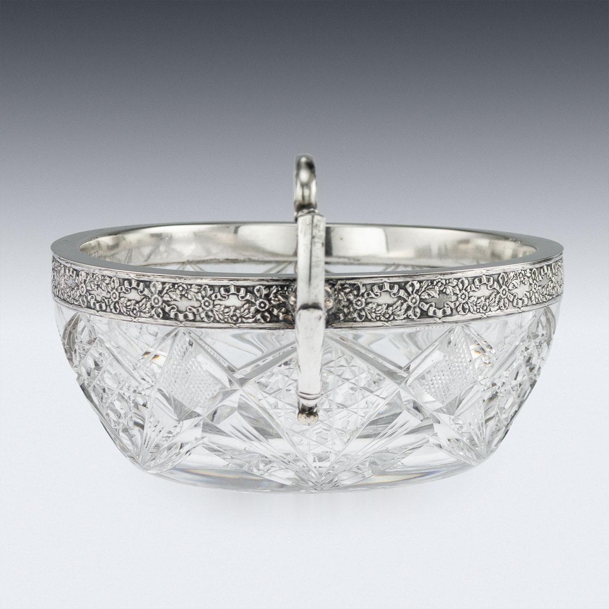 Antique 20th Century Russian Silver-Mounted Cut Glass Bowl, 15 Artel, circa 1910 2