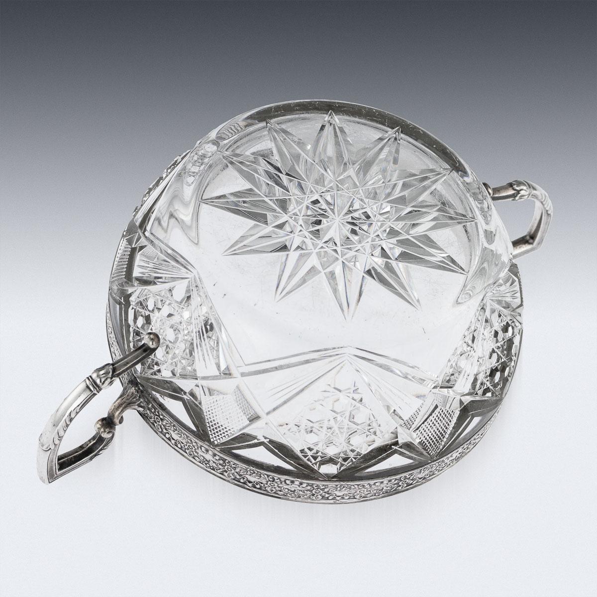 Antique 20th Century Russian Silver-Mounted Cut Glass Bowl, 15 Artel, circa 1910 3