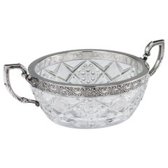 Antique 20ème siècle Russian Silver-Mounted Cut Glass Bowl:: 15 Artel:: circa 1910