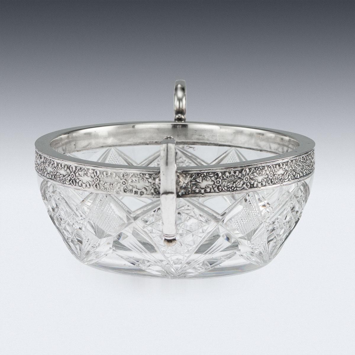 Antique 20th Century Russian Silver-Mounted Cut Glass Bowl, 15 Artel, circa 1910 1