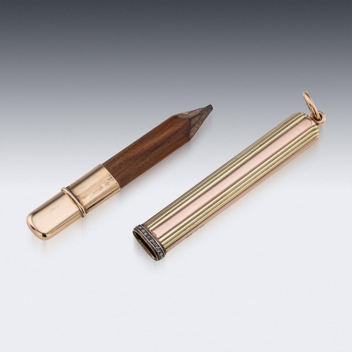 Antique 20th Century Russian Two-Colour Gold & Diamond Pencil, Moscow c.1910 1