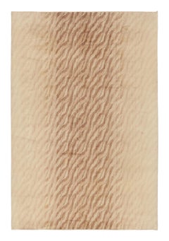 Antique 20th Century Savonnerie Rug Diagonal Stripes in Beige &Brown-Rug & Kilim