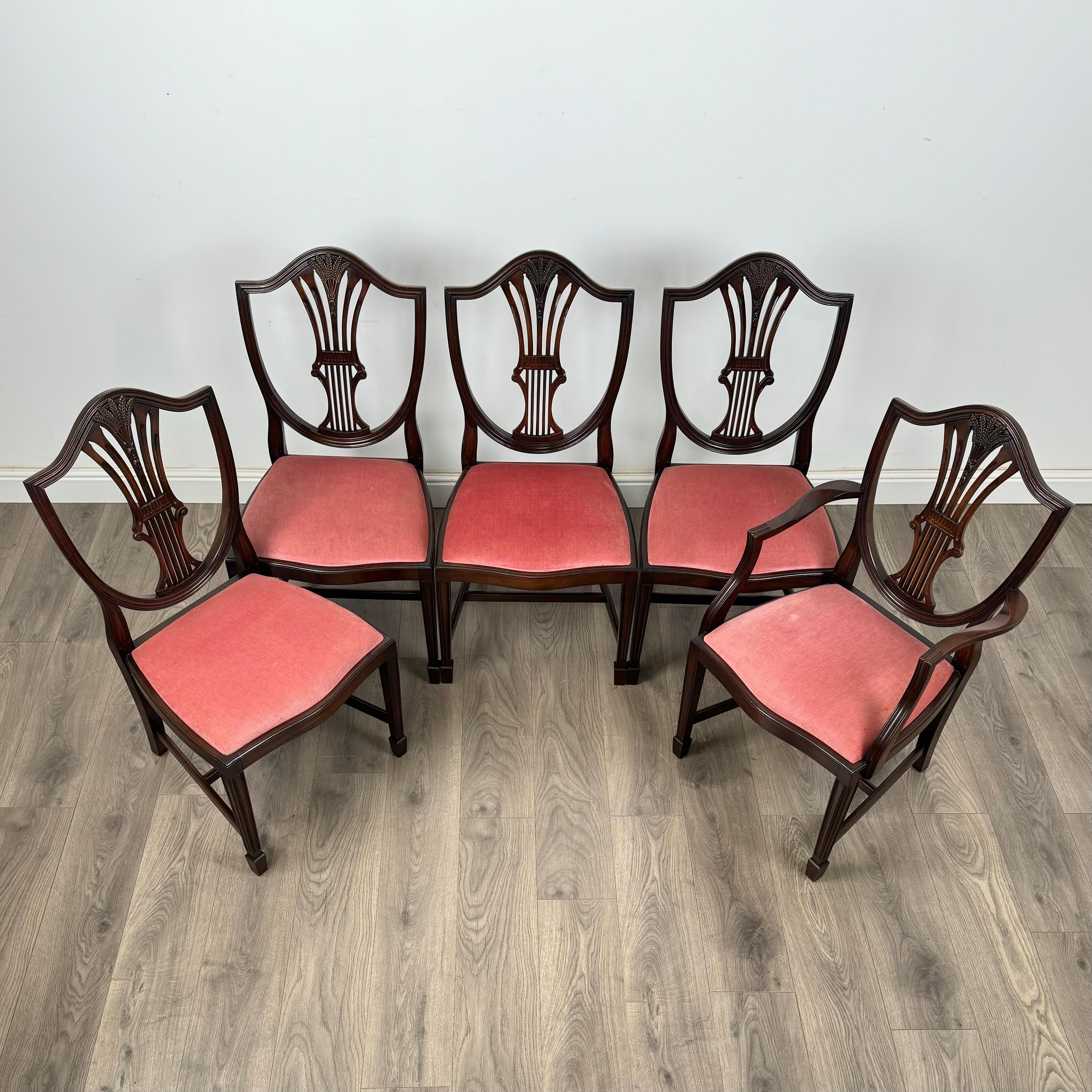 Britannico Antico set di 10 sedie da pranzo in stile Hepplewhite del XX secolo ( REF AFS-3459 ) in vendita