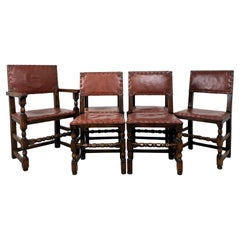 Ancienne série de 6 chaises de salle à manger en Oak du 20ème siècle ( REF AF-3606 )