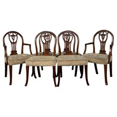 Ensemble de 6 chaises de salle à manger anciennes du 20ème siècle de style Hepplewhite ( REF AF-3373 )
