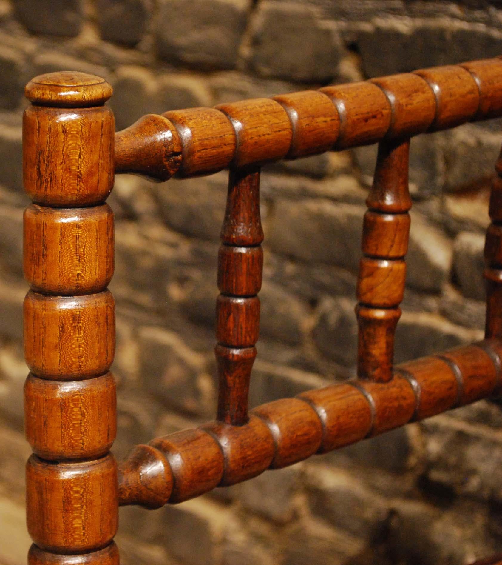 Antique 20th Century Set of French Arts & Crafts Bobbin Corner Chairs In Good Condition For Sale In Casteren, NL