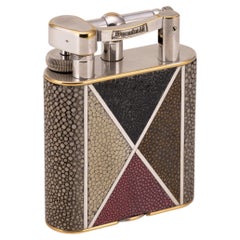 Antique 20th Century Shagreen & Silver Plated Dunhill Table Lighter c.1920