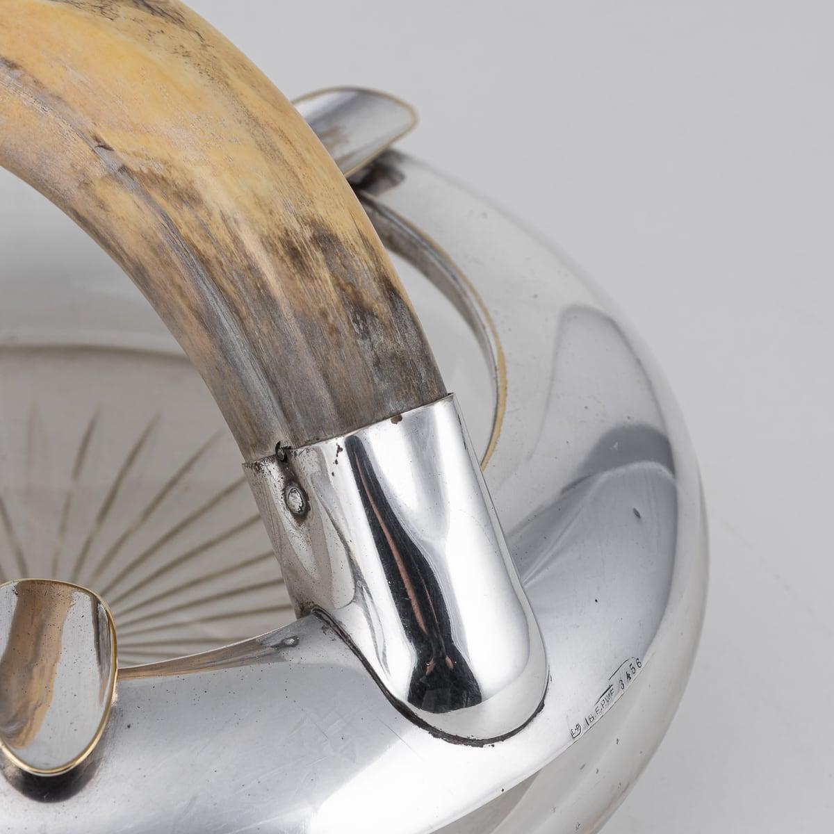 Antique 20th Century Silver Plate & Cut Glass Boar Tooth Cigar Ashtray c.1910 5