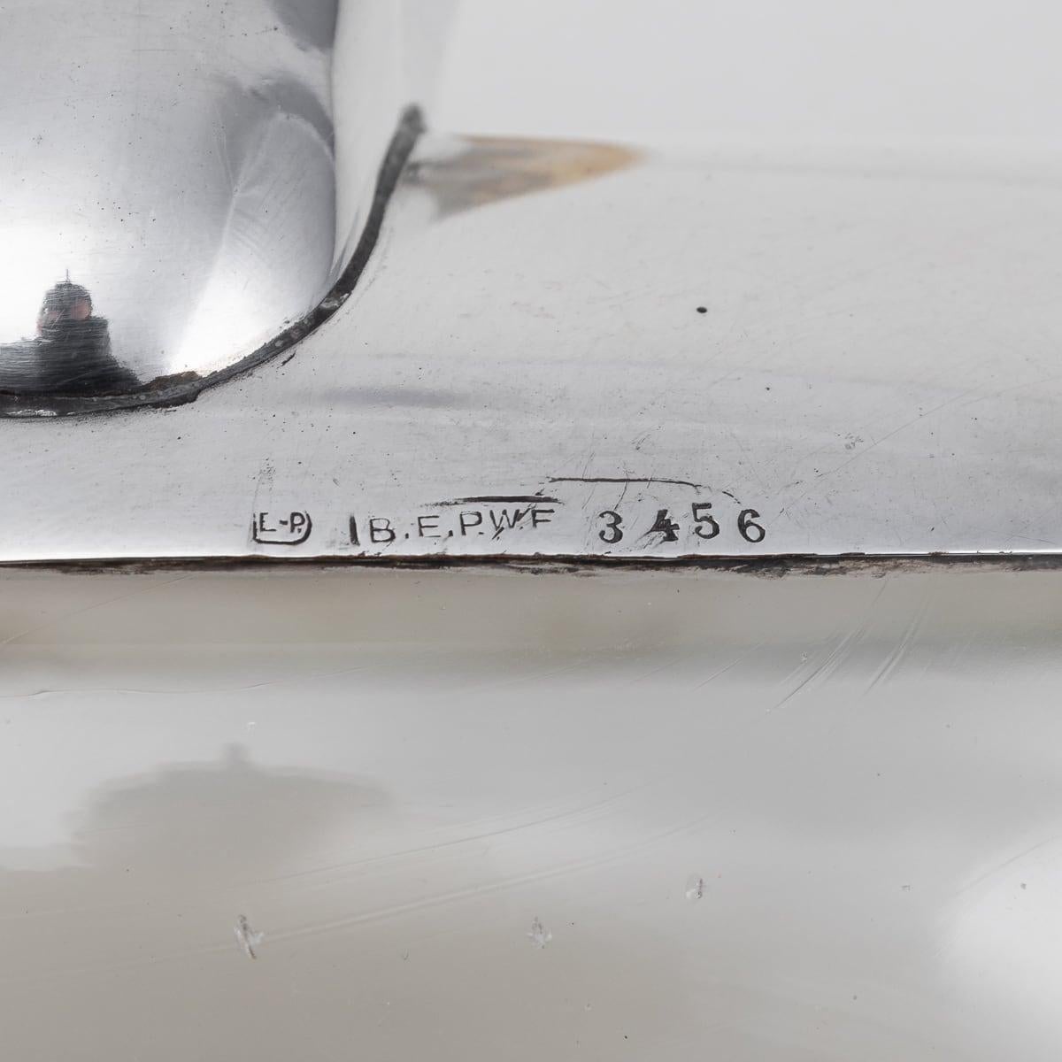 Antique 20th Century Silver Plate & Cut Glass Boar Tooth Cigar Ashtray c.1910 8