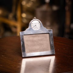 Antique 20th Century Solid Silver Photograph Frame With Built In Clock c.1902