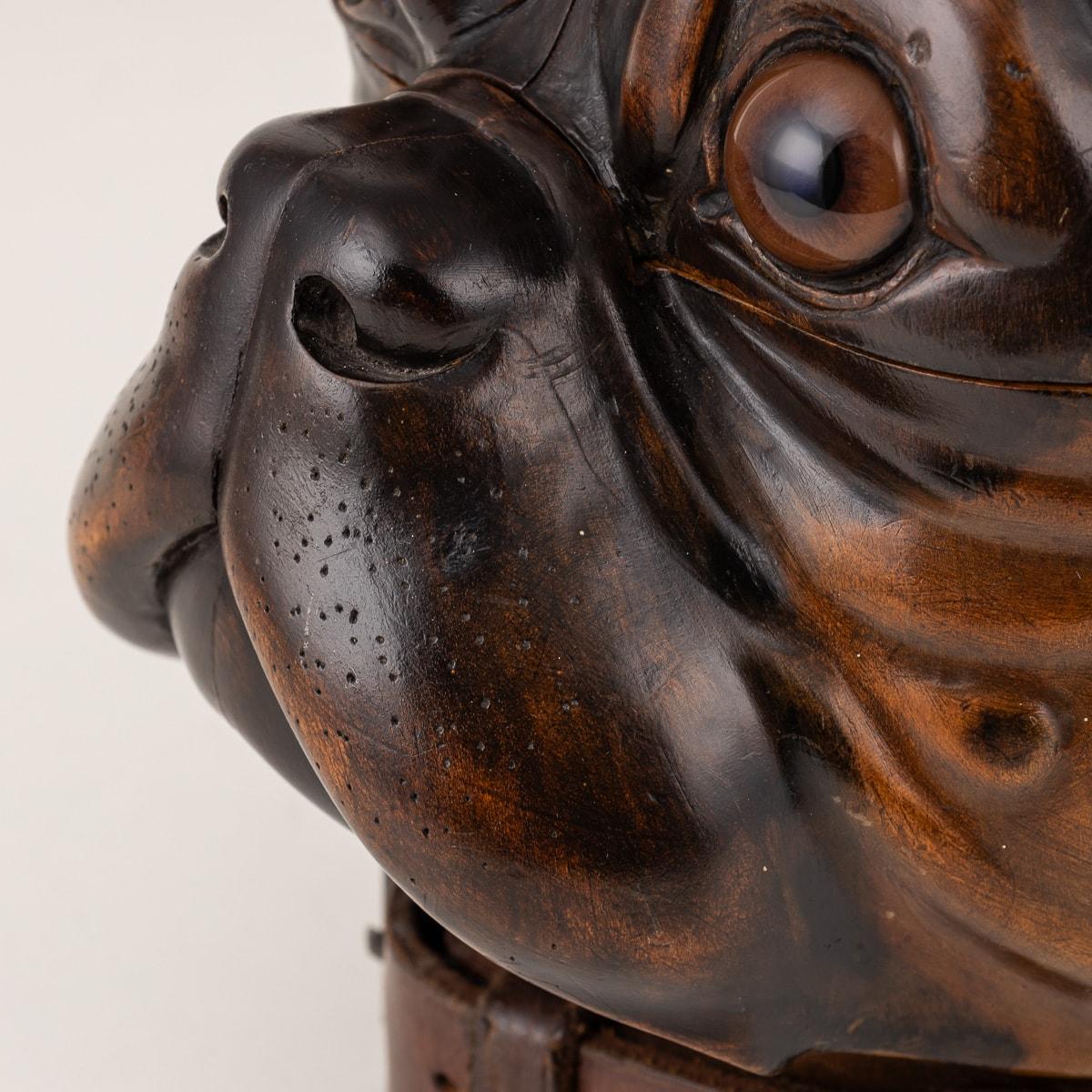 Antique 20th Century Victorian Lignum Vitae Bulldog Tobacco Jar c.1900 4