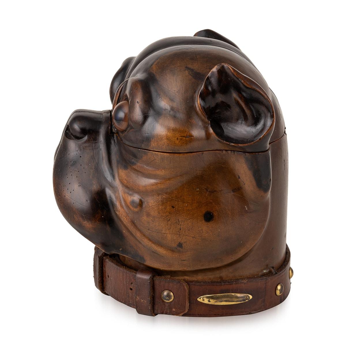 Antique 20th Century Victorian Lignum Vitae Bulldog Tobacco Jar c.1900 In Good Condition In Royal Tunbridge Wells, Kent