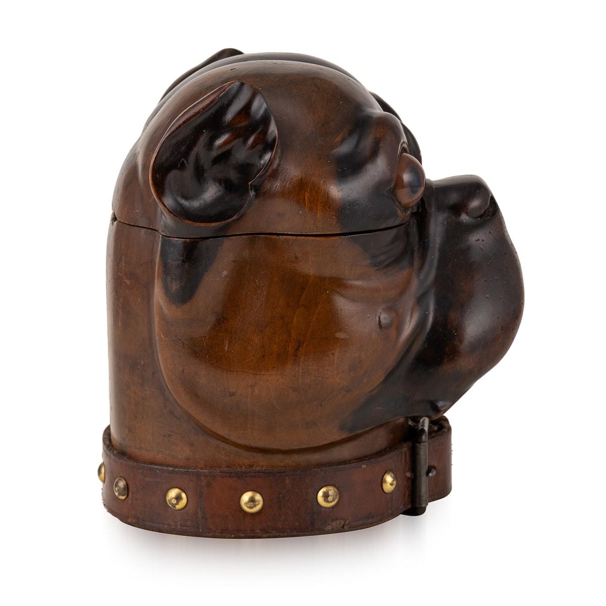 Brass Antique 20th Century Victorian Lignum Vitae Bulldog Tobacco Jar c.1900