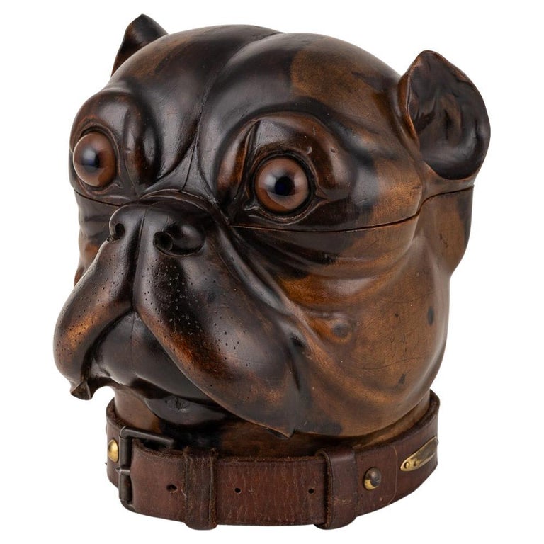 Antique 20th Century Victorian Lignum Vitae Bulldog Tobacco Jar c.1900 at  1stDibs