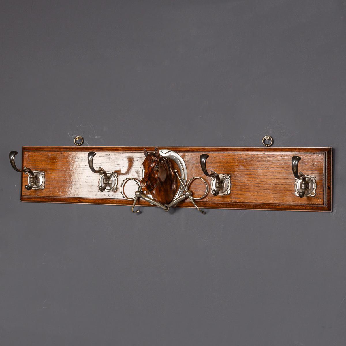 Other Antique 20th Century Victorian Oak Coat Hook With Carved Horses Head c.1900