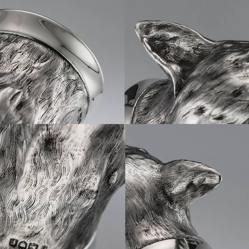 Antique 20th Century Victorian Solid Silver Fox Stirrup Cup, London, circa 1901 6