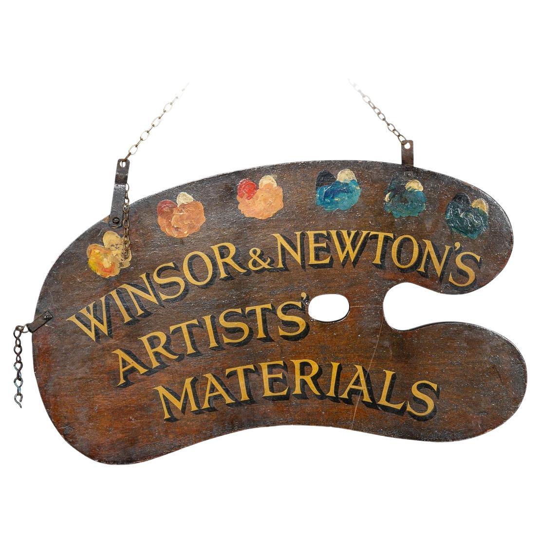Antique 20th Century Winsor & Newton Paint Palette Advertising Sign c.1920