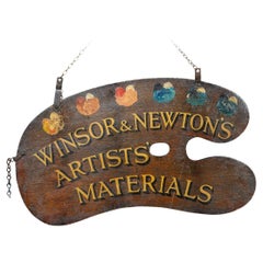 Retro 20th Century Winsor & Newton Paint Palette Advertising Sign c.1920