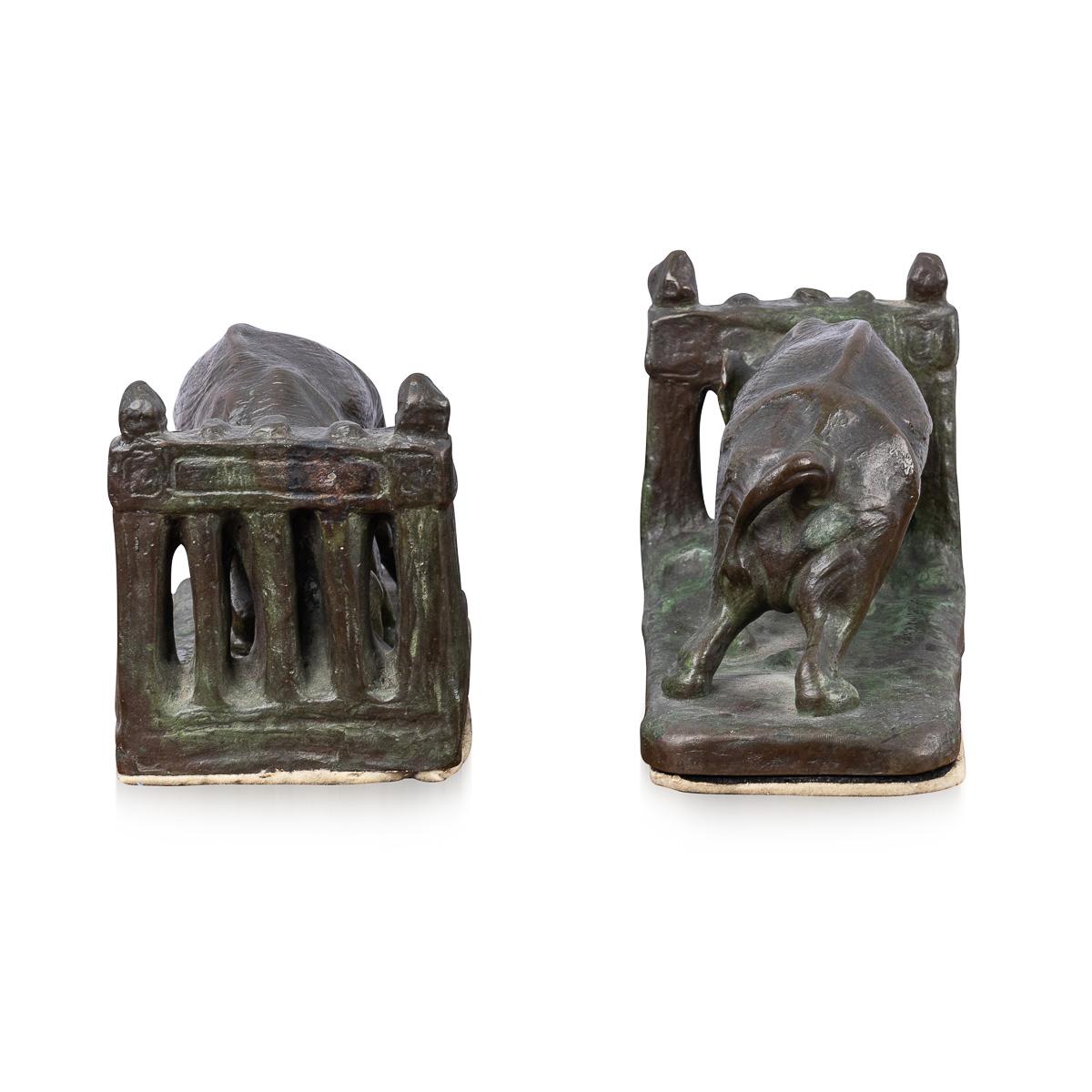 20th Century Antique 20thC American Art Deco Bronze Elephant Book Ends, Charles Robert Knight For Sale