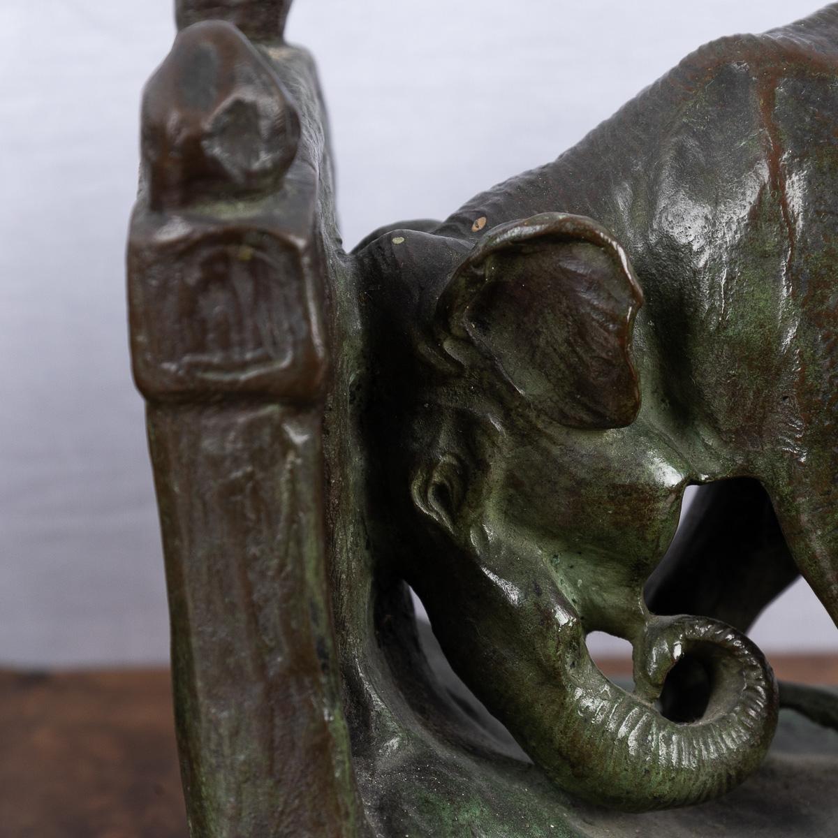 Antique 20thC American Art Deco Bronze Elephant Book Ends, Charles Robert Knight For Sale 3