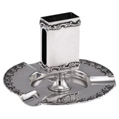 Antique 20thC American Solid Silver Ashtray & Match Box Holder By Tiffany & Co